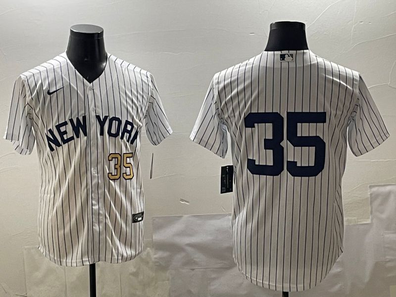 Men New York Yankees #35 No Name White Stripe Game 2025 Nike MLB Jersey style 3163->new york yankees->MLB Jersey